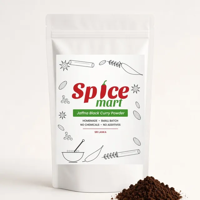 Black Curry Powder 500g pouch, close view (generated pack render)